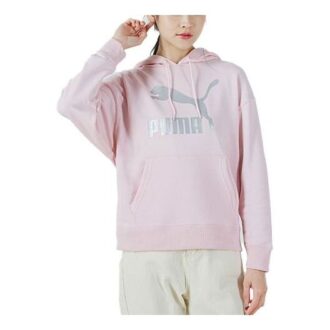 (WMNS) Large Logo Athleisure Casual Sports Hoodie Pink