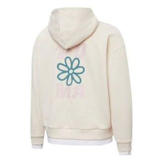 (WMNS) Layered Printing Fake Two Hoodie White