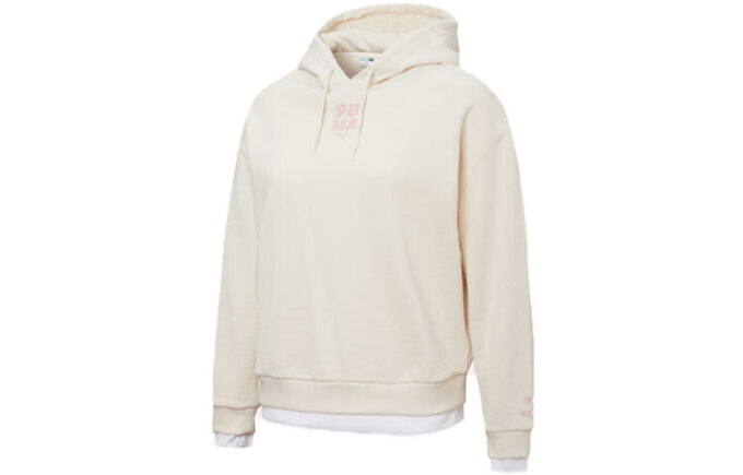 (WMNS) Layered Printing Fake Two Hoodie White