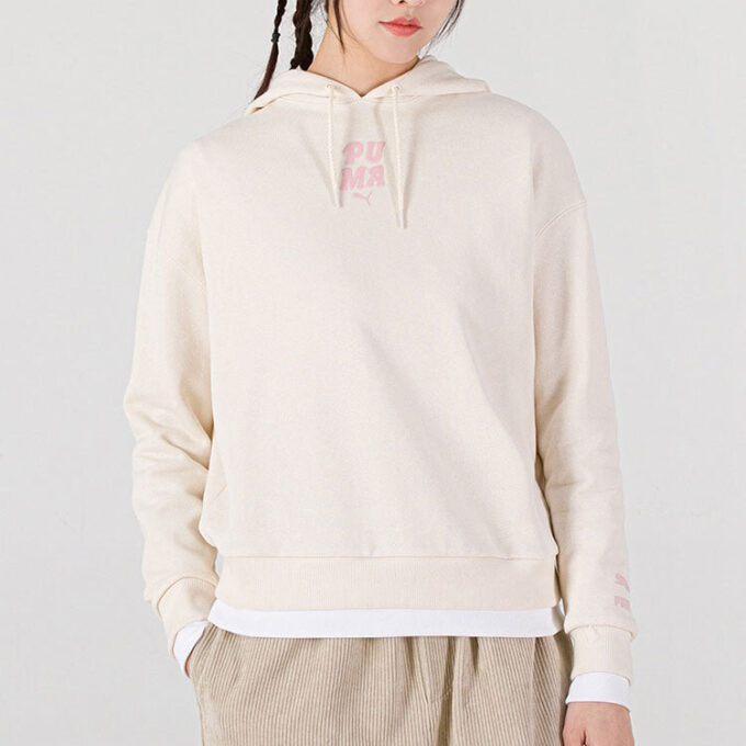 (WMNS) Layered Printing Fake Two Hoodie White