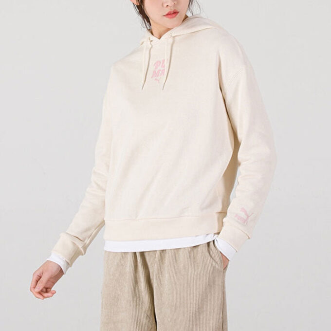 (WMNS) Layered Printing Fake Two Hoodie White