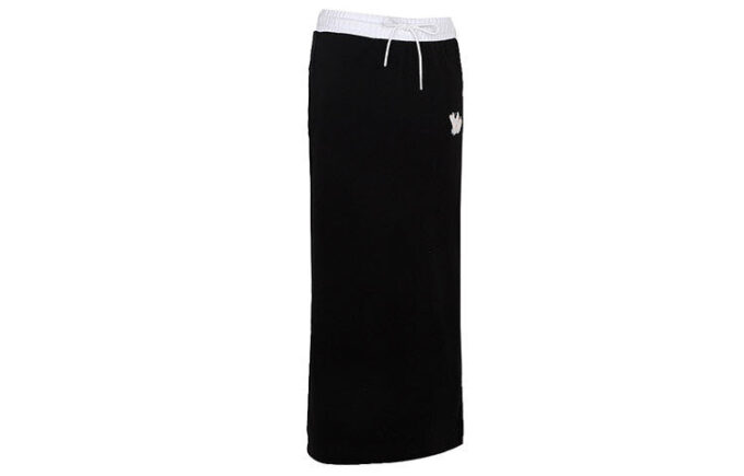 (WMNS) Logo Printing Half Body Long Skirt Black