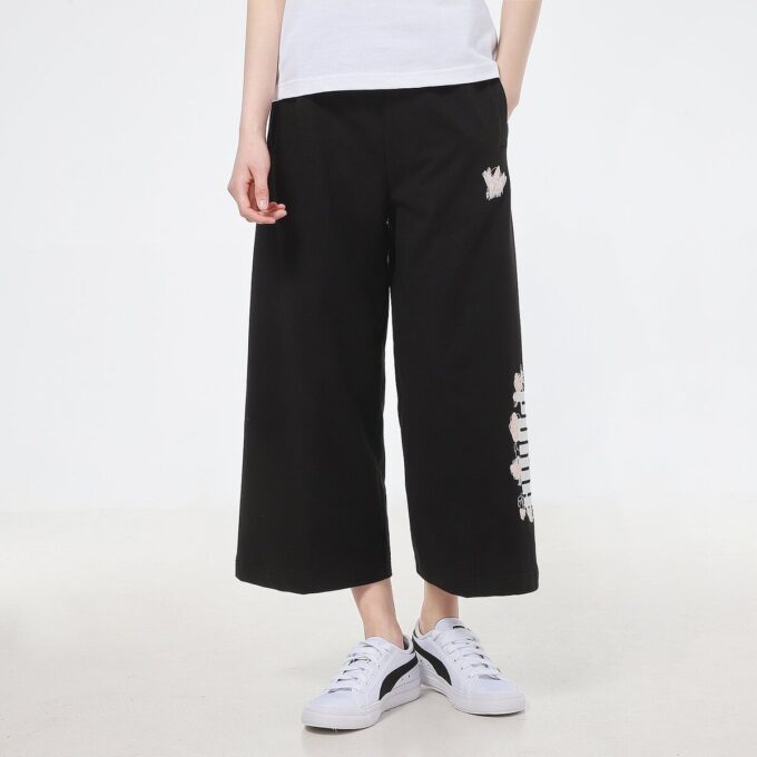 (WMNS) Logo Printing Knitting Casual Pants Black