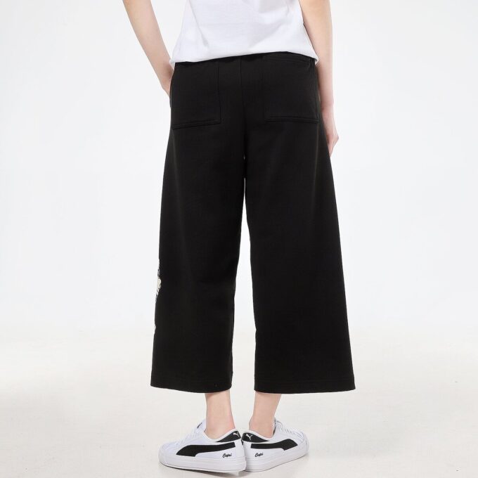 (WMNS) Logo Printing Knitting Casual Pants Black