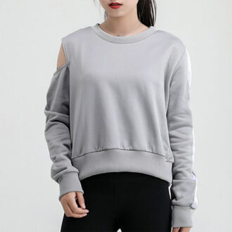 (WMNS) Logo Printing Round-neck Swea Grey