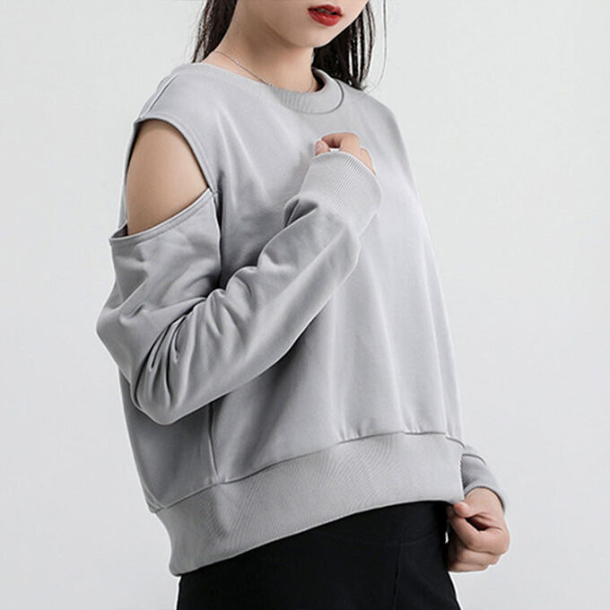 (WMNS) Logo Printing Round-neck Swea Grey