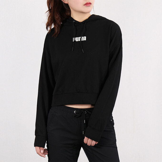 (WMNS) Logo Short Hoodie “Black”
