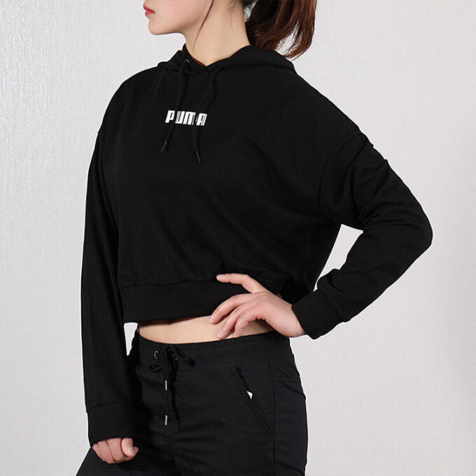 (WMNS) Logo Short Hoodie “Black”