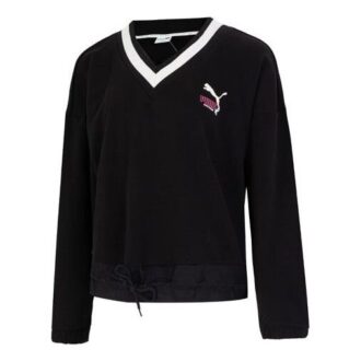 (WMNS) Logo V neck Sweatshirt “Black”