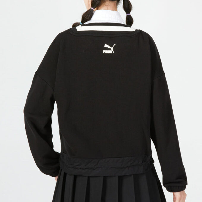 (WMNS) Logo V neck Sweatshirt “Black”