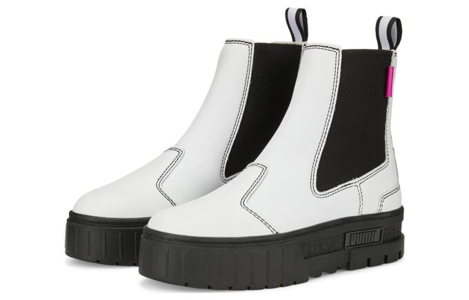 (WMNS) Mayze Pop Chelsea Boots “White Black”