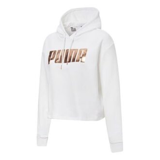(WMNS) Metallic Logo Hoodie “White Gold”