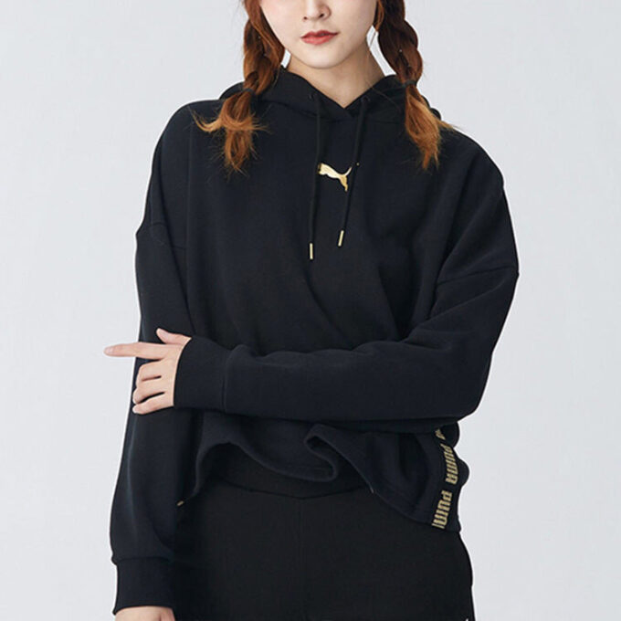 (WMNS) Metallic Nights Hoodie “Black Gold”