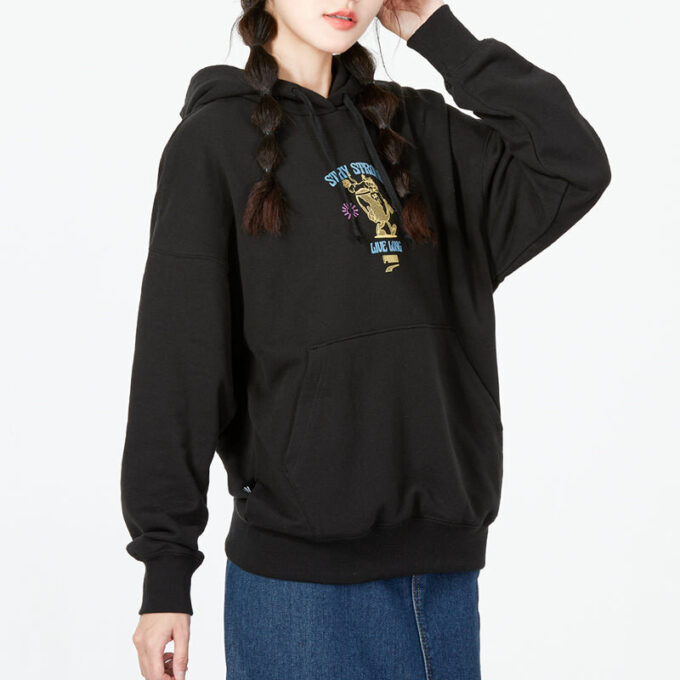 (WMNS) Oversized Graphic Hoodie “Black”