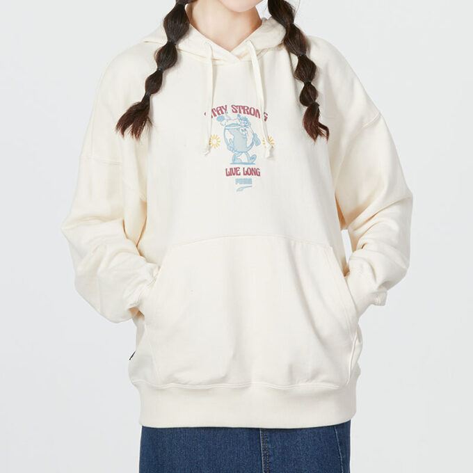 (WMNS) Oversized Graphic Hoodie “White”