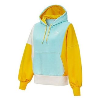 (WMNS) Panelled Hoodie “Blue Yellow White”