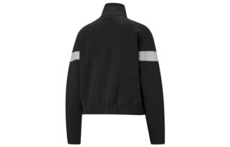 (WMNS) Pi Dblknit Logo Printing Stand-up Collar Jacket Black