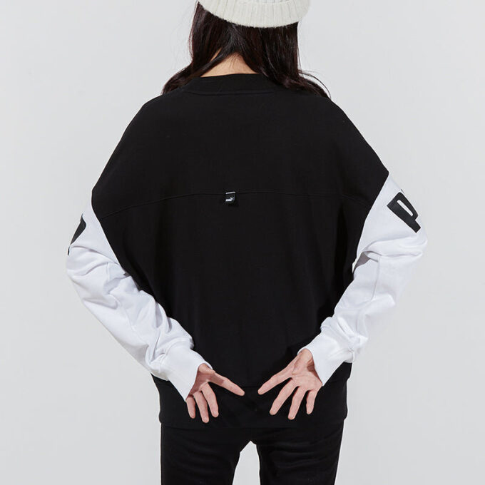 (WMNS) Power Color Blocking Crew Logo Printing SweatshirtBlack