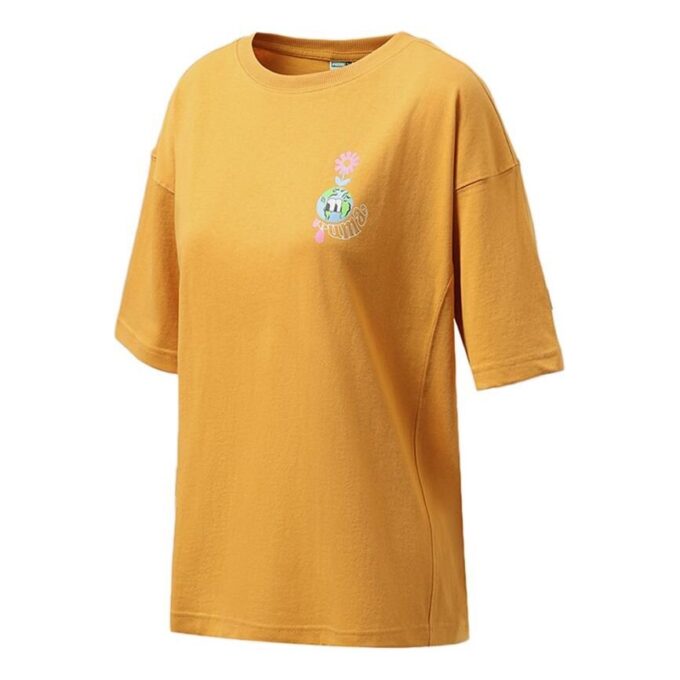 (WMNS) Printing Casual Sport Round NeckShort Sleeve Yellow