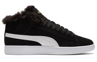 (WMNS) Smash V2 Plus Fleece Mid-Top Sneakers Black