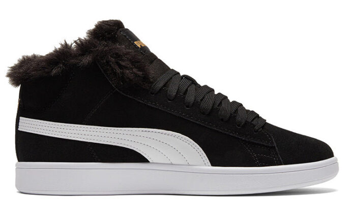 (WMNS) Smash V2 Plus Fleece Mid-Top Sneakers Black