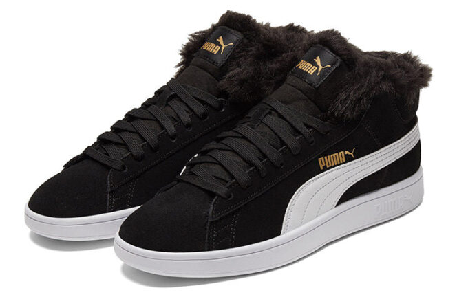 (WMNS) Smash V2 Plus Fleece Mid-Top Sneakers Black