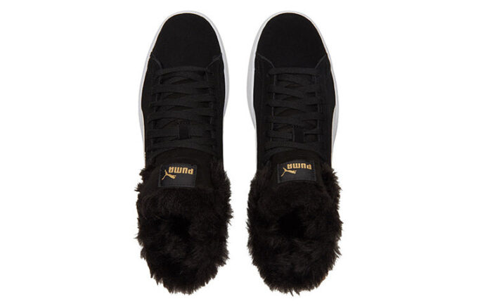 (WMNS) Smash V2 Plus Fleece Mid-Top Sneakers Black