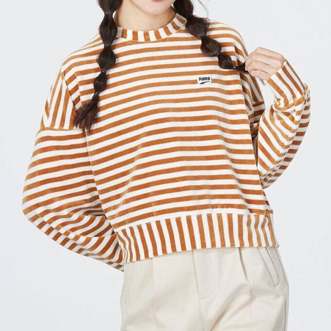 (WMNS) Striped Knitted Sweater “Beige”