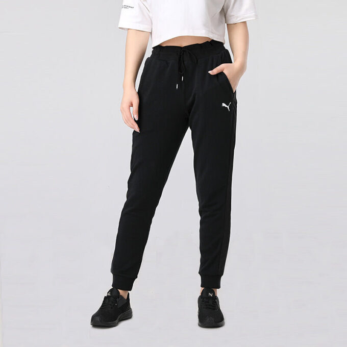 (WMNS) Style Cat Drawstring Casual Sports Knit Trousers Black