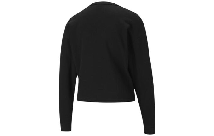 (WMNS) Style Logo Round-neck Swea Black