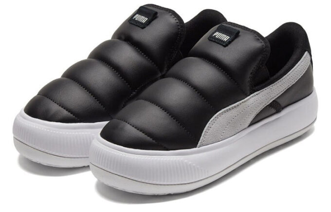 (WMNS) Suede Mayu Slip-on Shoes Black/White