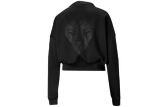 (WMNS) Train Logo Printing Short Round-neck Sweatshirt Black