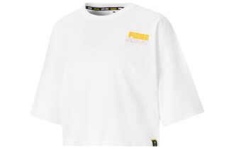 (WMNS) x PEANUTS Embroidery Logo Crewneck Short Loose Short Sleeve White