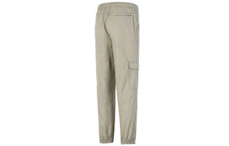 Woven Cargo Bundle Feet Casual Long Pants Creamy White