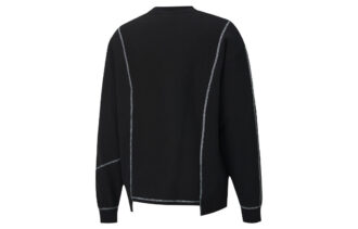 x ATTEMPT Crossover Casual Round Neck Contrasting Colors Long Sleeves Black