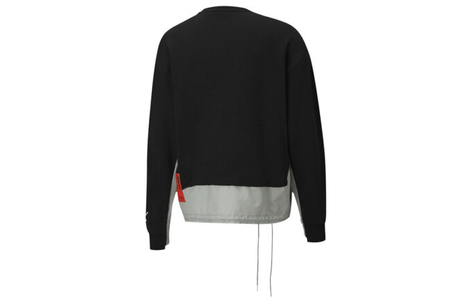 x ATTEMPT Crossover Printing Splicing Casual Round Neck Black