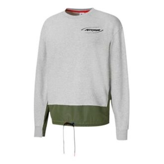 x ATTEMPT Crossover Splicing Casual Round Neck Gray