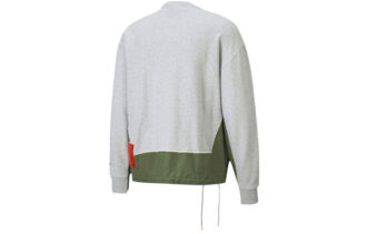 x ATTEMPT Crossover Splicing Casual Round Neck Gray