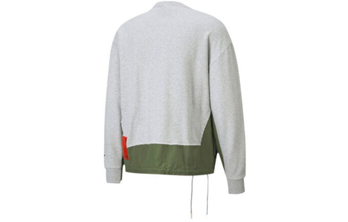 x ATTEMPT Crossover Splicing Casual Round Neck Gray