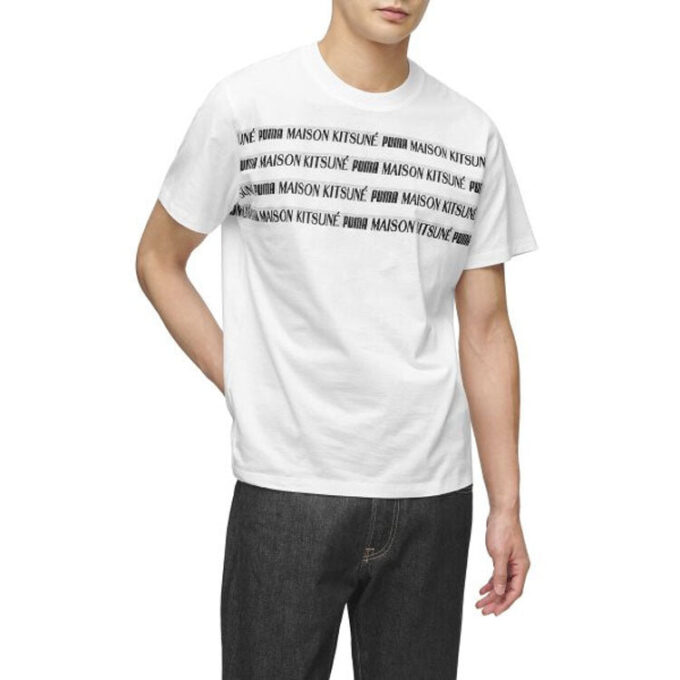 x Maison Kitsune Unisex Engineered Embroidery White