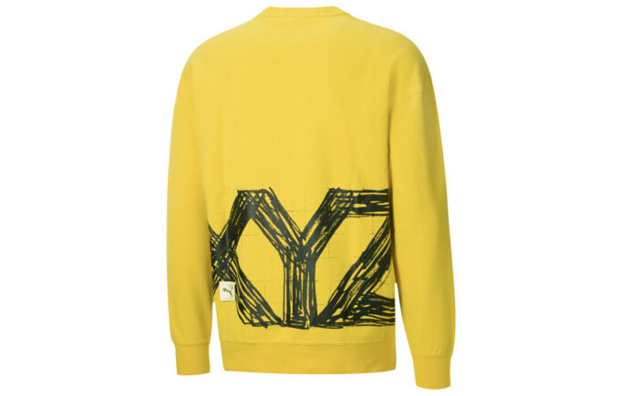 x Michael Lau Crossover Casual Sports Round Neck Yellow