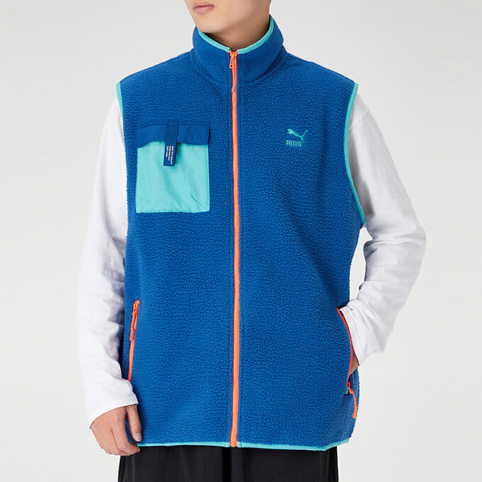XTG Trail Fleece Full Zip Pocket Vest “Blue Orange”