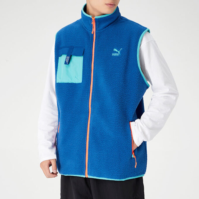 XTG Trail Fleece Full Zip Pocket Vest “Blue Orange”