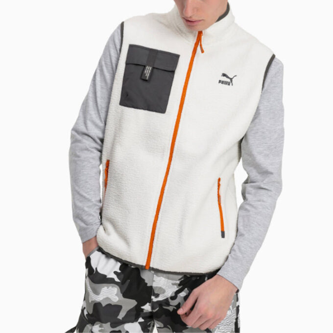 XTG Trail Fleece Full Zip Pocket Vest “White Black Orange”